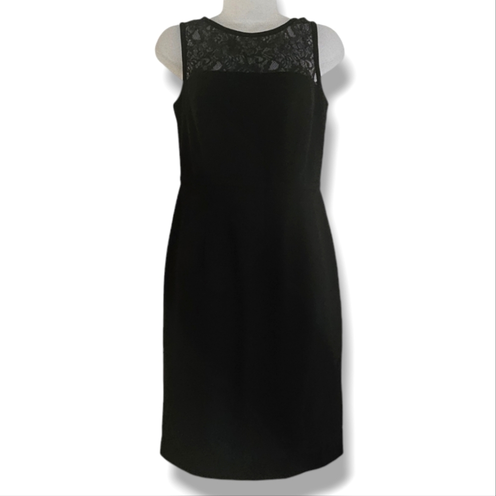 Calvin Klein Dress Womens Size 2 Black Lace Round Neck Sleeveless Classic Dressy